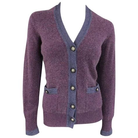 chanel style cardigan uk|Chanel purple cashmere sleeveless sweater.